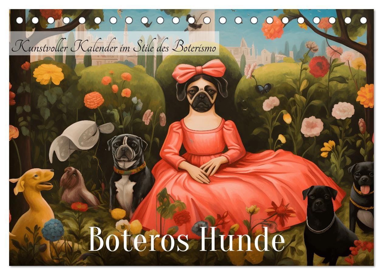 Boteros Hunde - Kunstvoller Kalender im Stile des Boterismo (Tischkalender 2026 DIN A5 quer), CALVENDO Monatskalender Film, Art & Culture