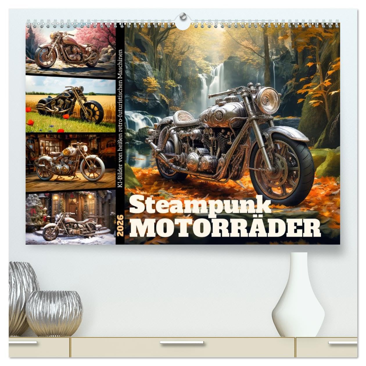 Steampunk Motorräder (hochwertiger Premium Wandkalender 2026 DIN A2 quer), Kunstdruck in Hochglanz Business & Technology