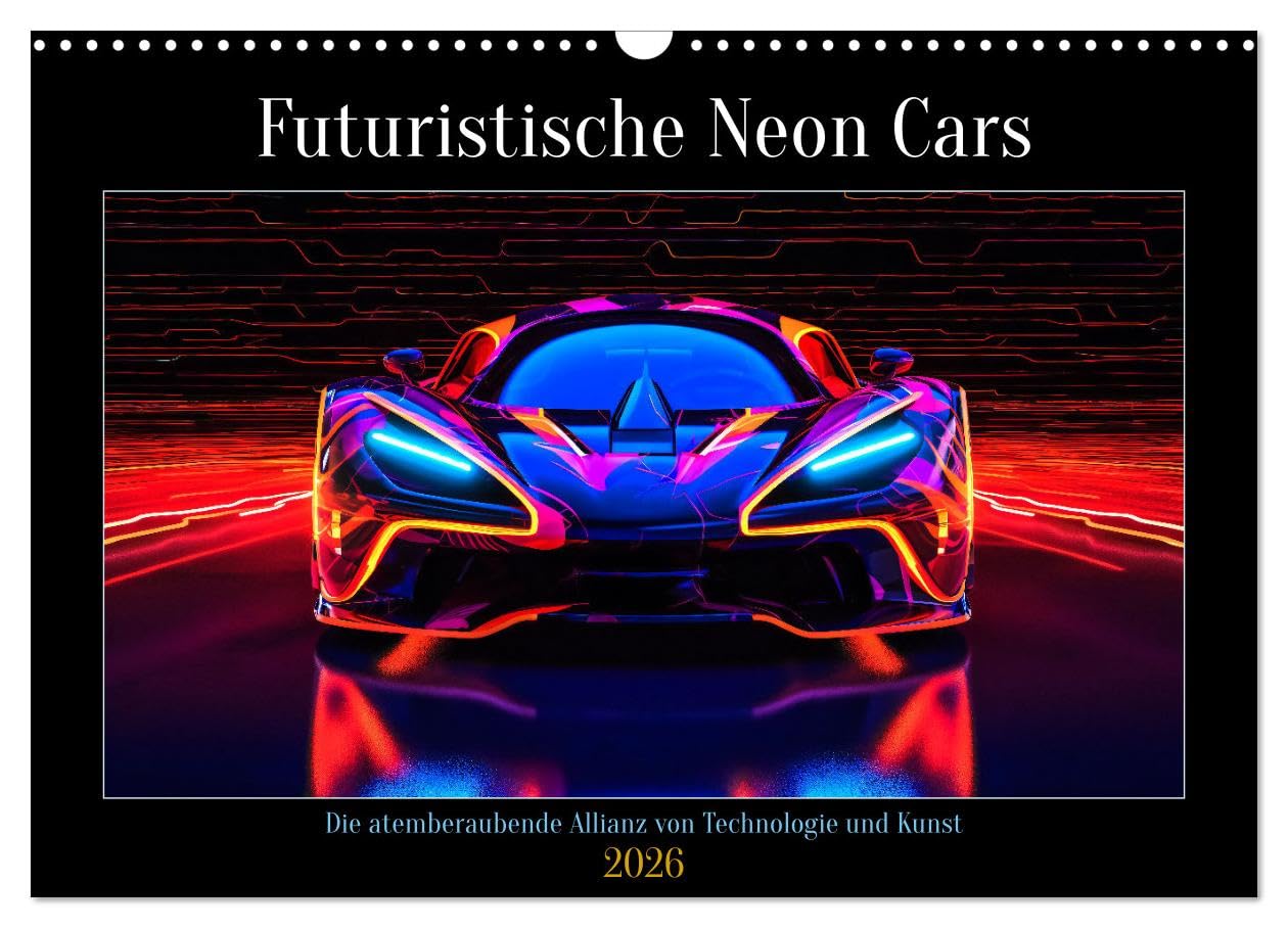 Futuristische Neon Cars (Wandkalender 2026 DIN A3 quer), CALVENDO Monatskalender Lifestyle