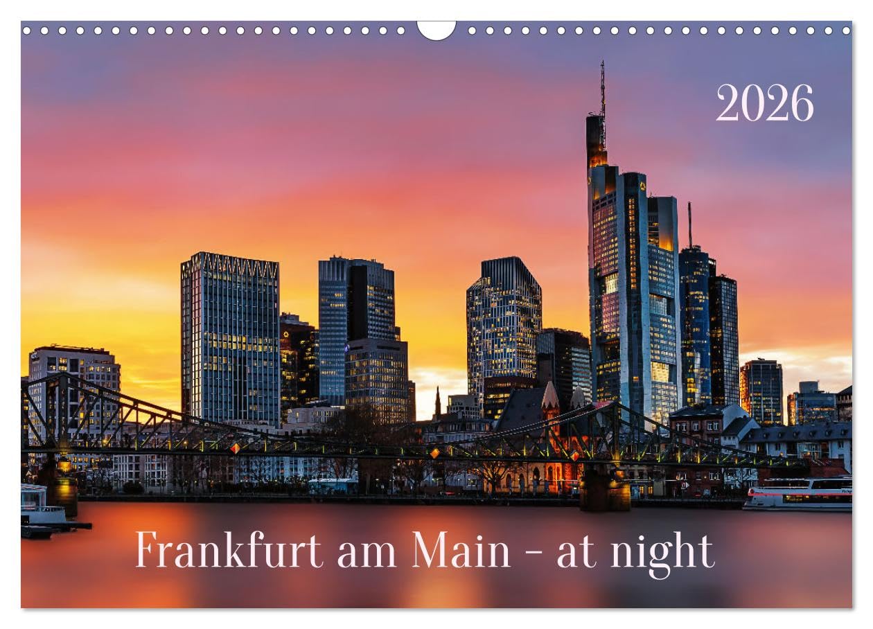 Frankfurt am Main - at night (Wandkalender 2026 DIN A3 quer), CALVENDO Monatskalender Photography