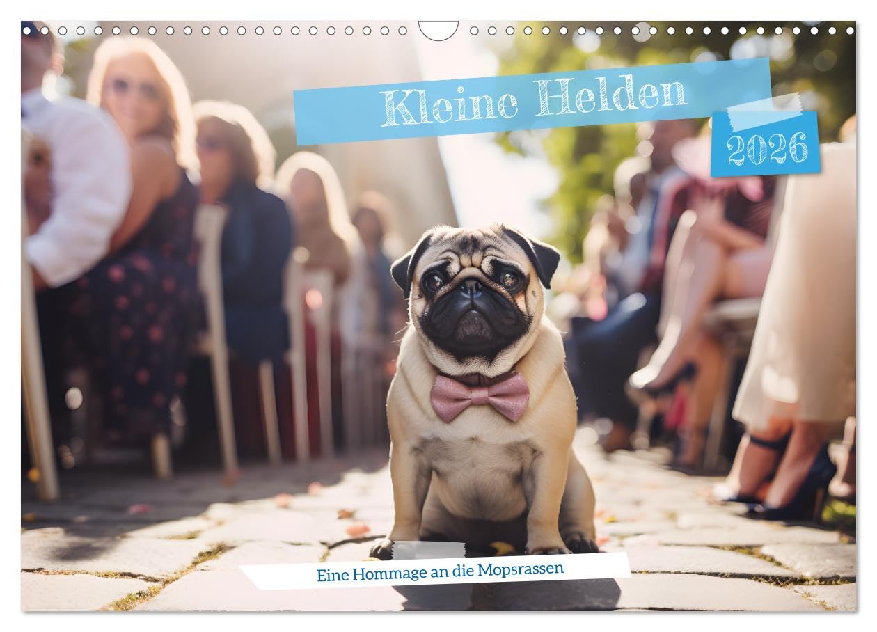 Kleine Helden - eine Hommage an die Mopsrasse (Wandkalender 2026 DIN A3 quer), CALVENDO Monatskalender Living & Furnishing