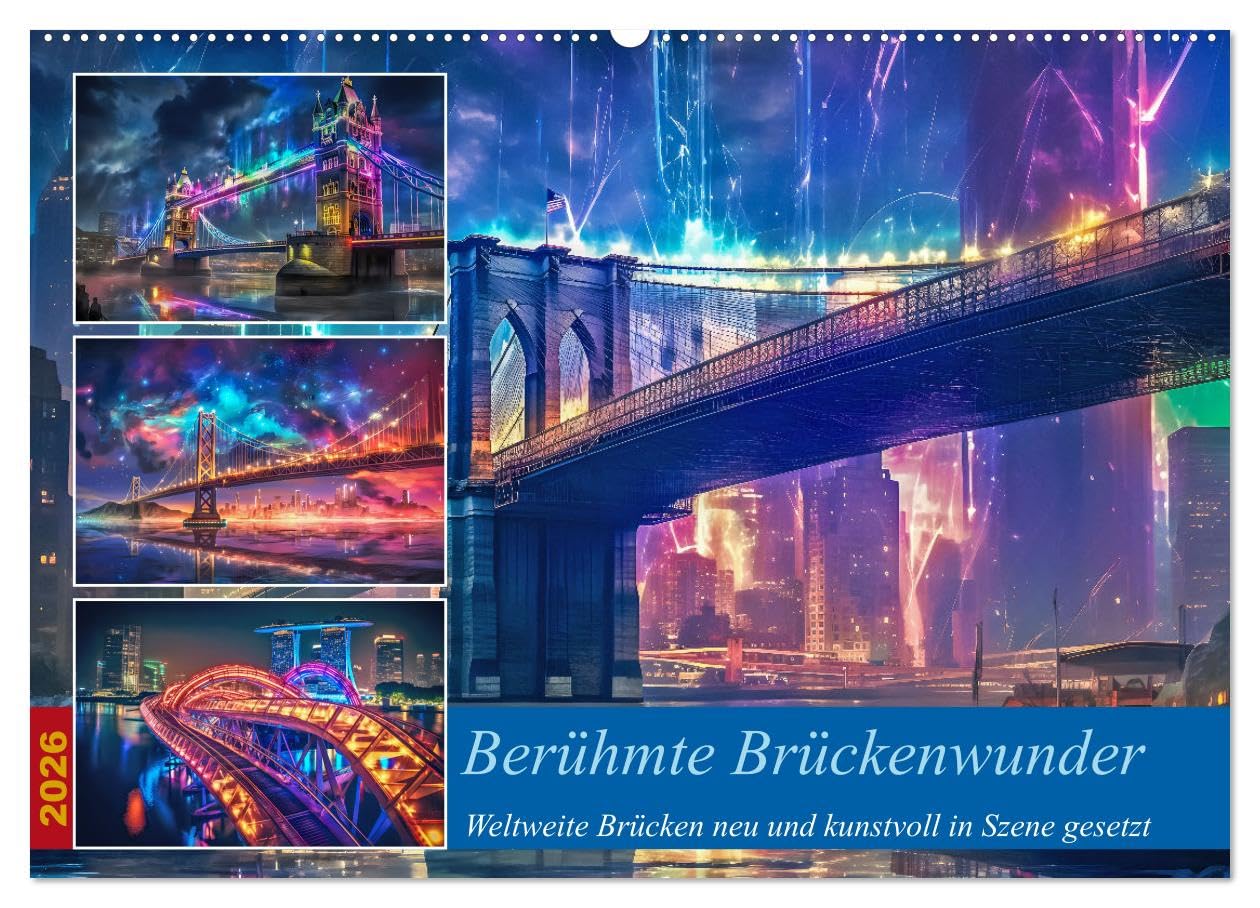 Berühmte Brückenwunder (Wandkalender 2026 DIN A2 quer), CALVENDO Monatskalender Arts & Music