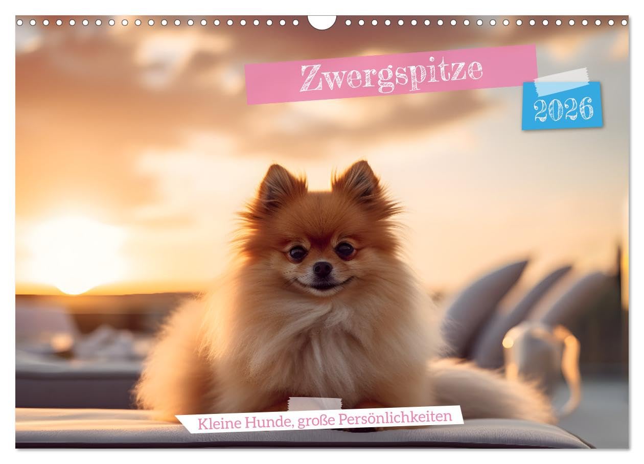 Zwergspitze - kleine Hunde, große Persönlichkeiten (Wandkalender 2026 DIN A3 quer), CALVENDO Monatskalender Living & Furnishing