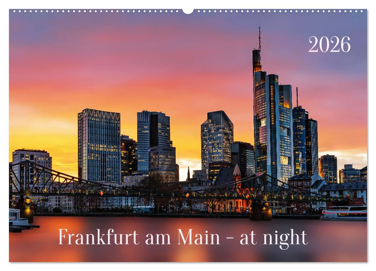 Frankfurt am Main - at night (Wandkalender 2026 DIN A2 quer), CALVENDO Monatskalender Photography