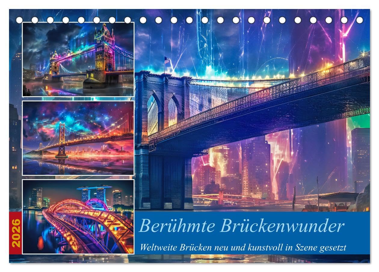 Berühmte Brückenwunder (Tischkalender 2026 DIN A5 quer), CALVENDO Monatskalender Arts & Music