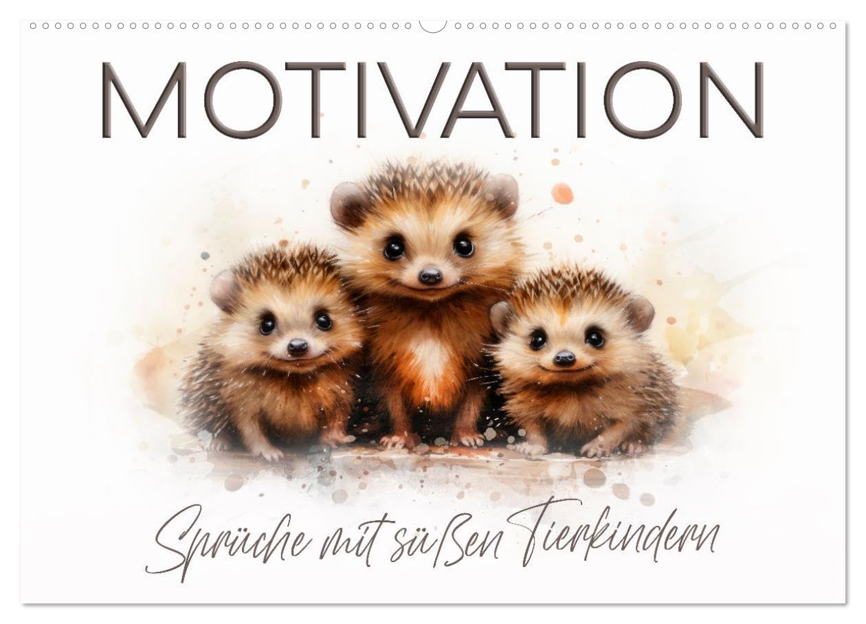 MOTIVATION Sprüche mit süßen Tierkindern (Wandkalender 2026 DIN A2 quer), CALVENDO Monatskalender Lifestyle