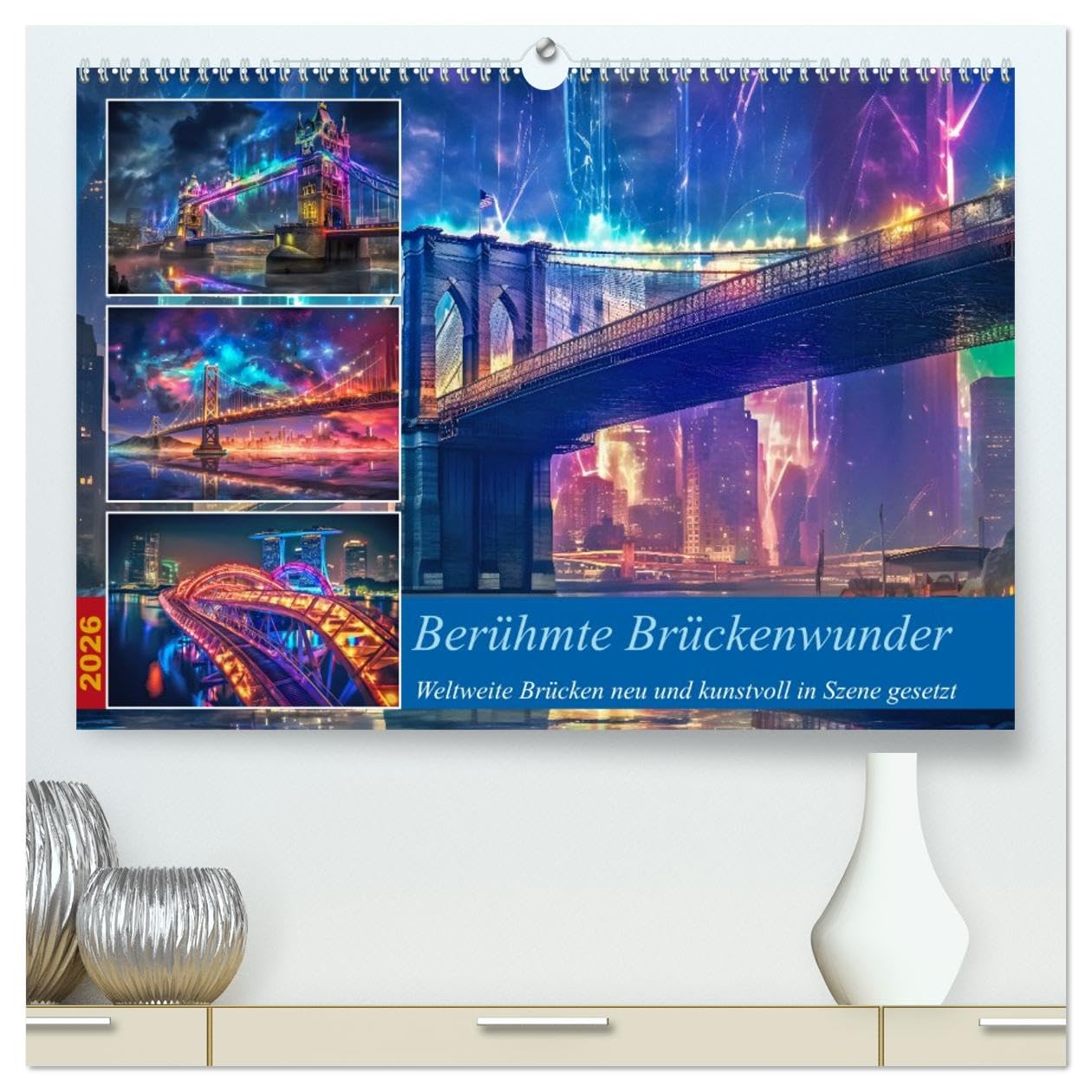 Berühmte Brückenwunder (hochwertiger Premium Wandkalender 2026 DIN A2 quer), Kunstdruck in Hochglanz Arts & Music