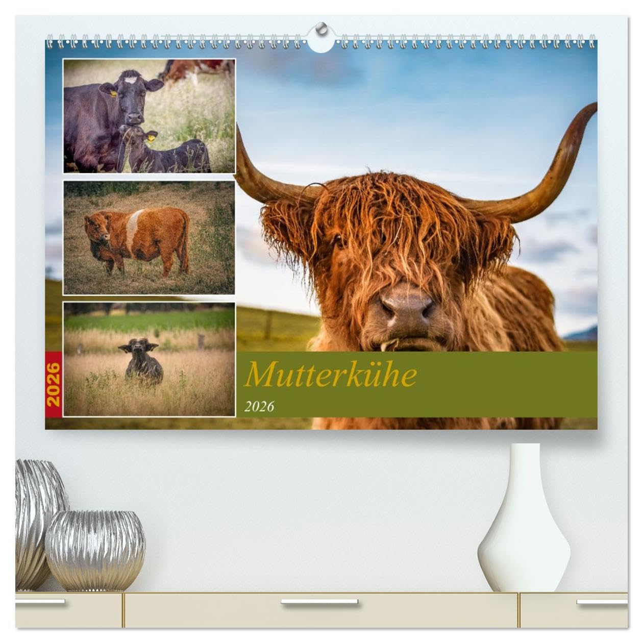 Mutterkühe (hochwertiger Premium Wandkalender 2026 DIN A2 quer), Kunstdruck in Hochglanz Leisure, Home & Garden