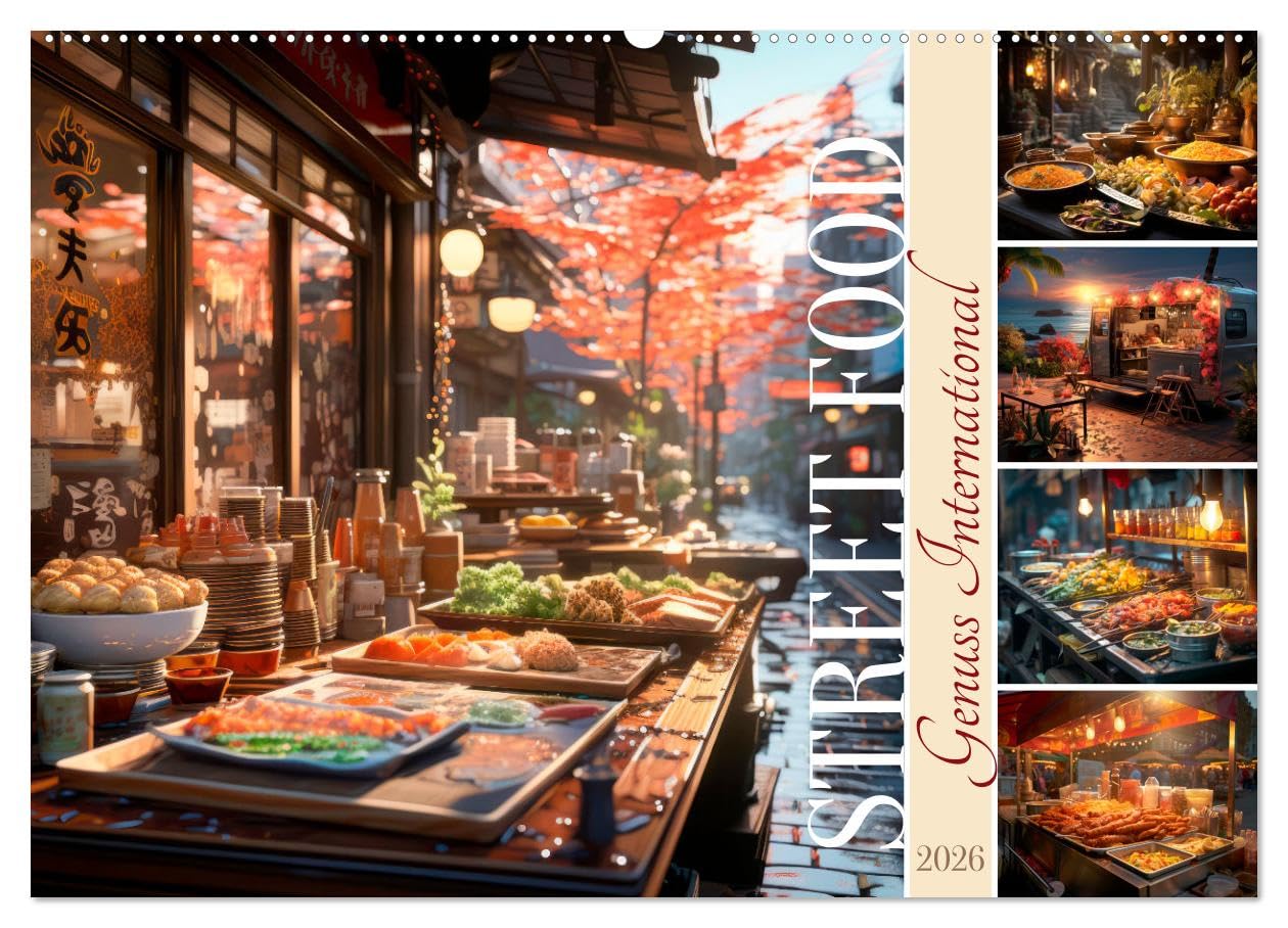 STREET FOOD Genuss International (Wandkalender 2026 DIN A2 quer), CALVENDO Monatskalender Calendars