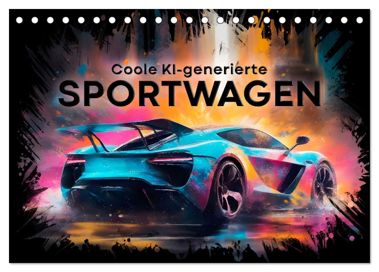 Coole KI-generierte SPORTWAGEN (Tischkalender 2026 DIN A5 quer), CALVENDO Monatskalender Leisure, Home & Garden