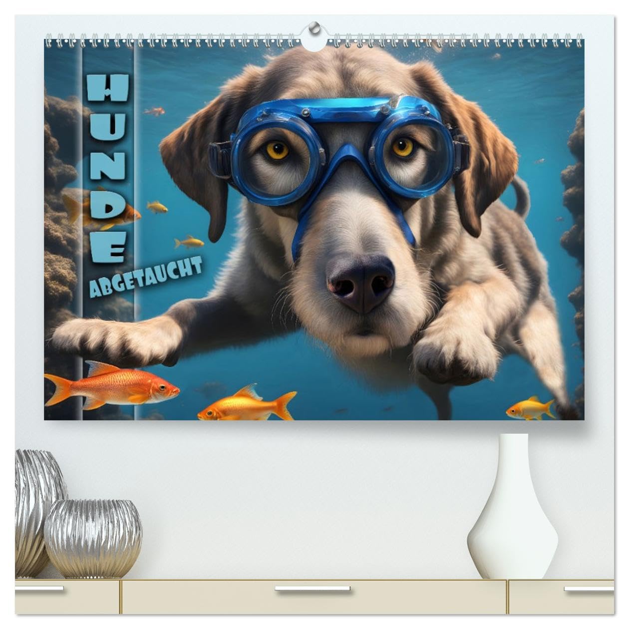 Hunde abgetaucht (hochwertiger Premium Wandkalender 2026 DIN A2 quer), Kunstdruck in Hochglanz Film, Art & Culture