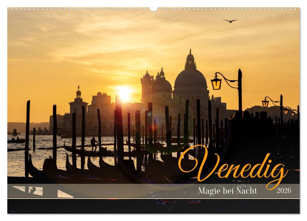 Venedig - Magie bei Nacht (Wandkalender 2026 DIN A2 quer), CALVENDO Monatskalender Film, Art & Culture