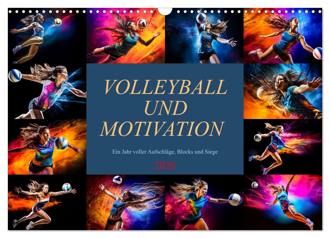 Volleyball und Motivation (Wandkalender 2026 DIN A3 quer), CALVENDO Monatskalender Leisure, Home & Garden