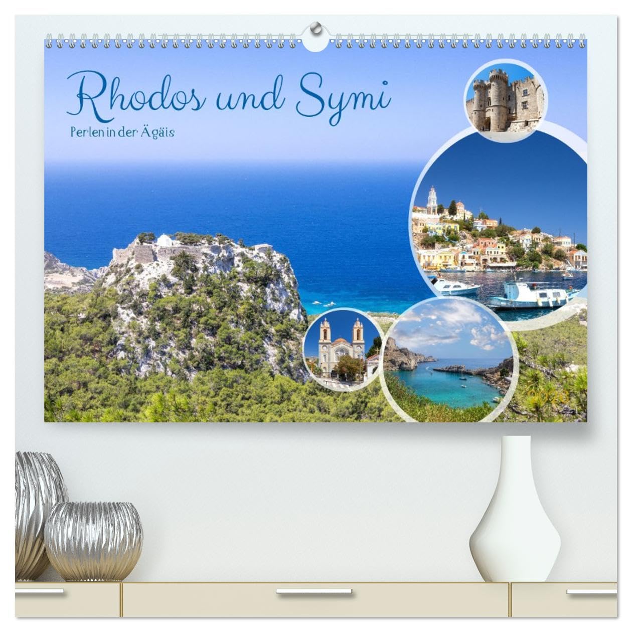 Rhodos und Symi, Perlen in der Ägis (hochwertiger Premium Wandkalender 2026 DIN A2 quer), Kunstdruck in Hochglanz Calendars