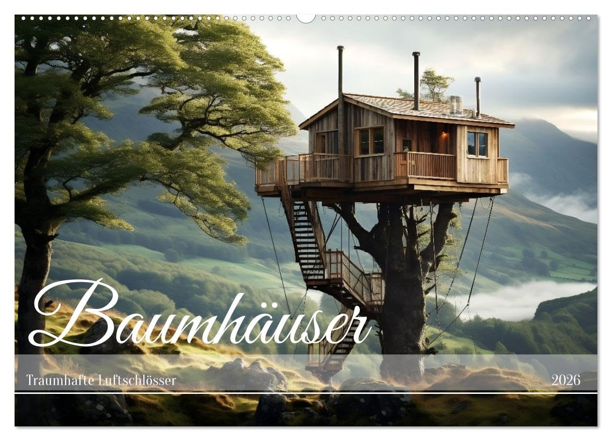 Baumhäuser - Traumhafte Luftschlösser (Wandkalender 2026 DIN A2 quer), CALVENDO Monatskalender Leisure, Home & Garden