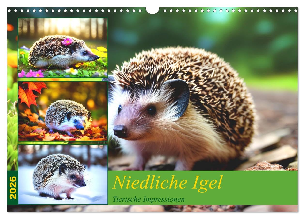 Niedliche Igel (Wandkalender 2026 DIN A3 quer), CALVENDO Monatskalender Pets