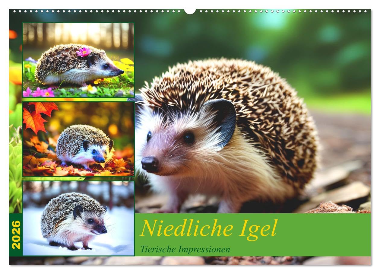 Niedliche Igel (Wandkalender 2026 DIN A2 quer), CALVENDO Monatskalender Pets