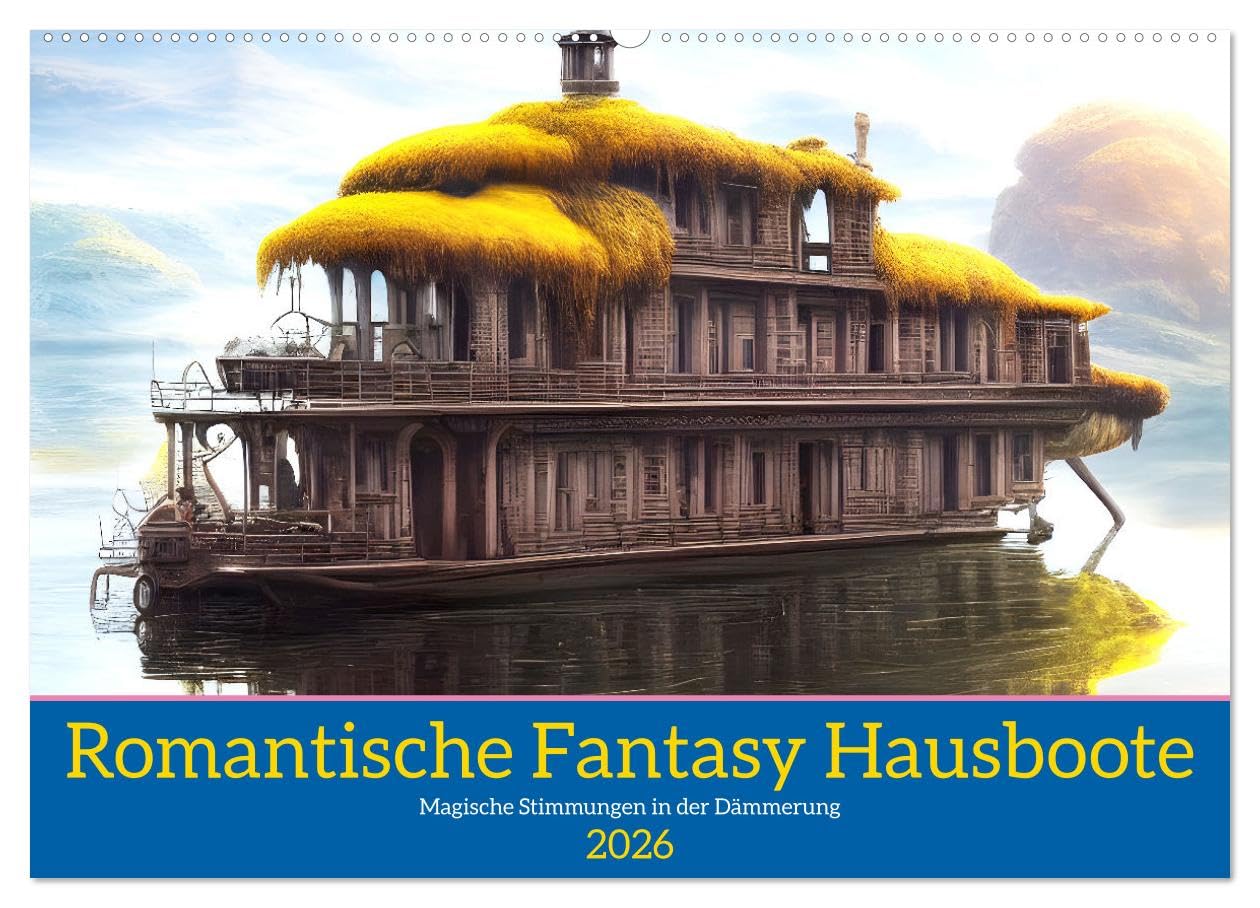 Romantische Fantasy Hausboote Magische Stimmungen in der Dämmerung (Wandkalender 2026 DIN A2 quer), CALVENDO Monatskalender Lifestyle