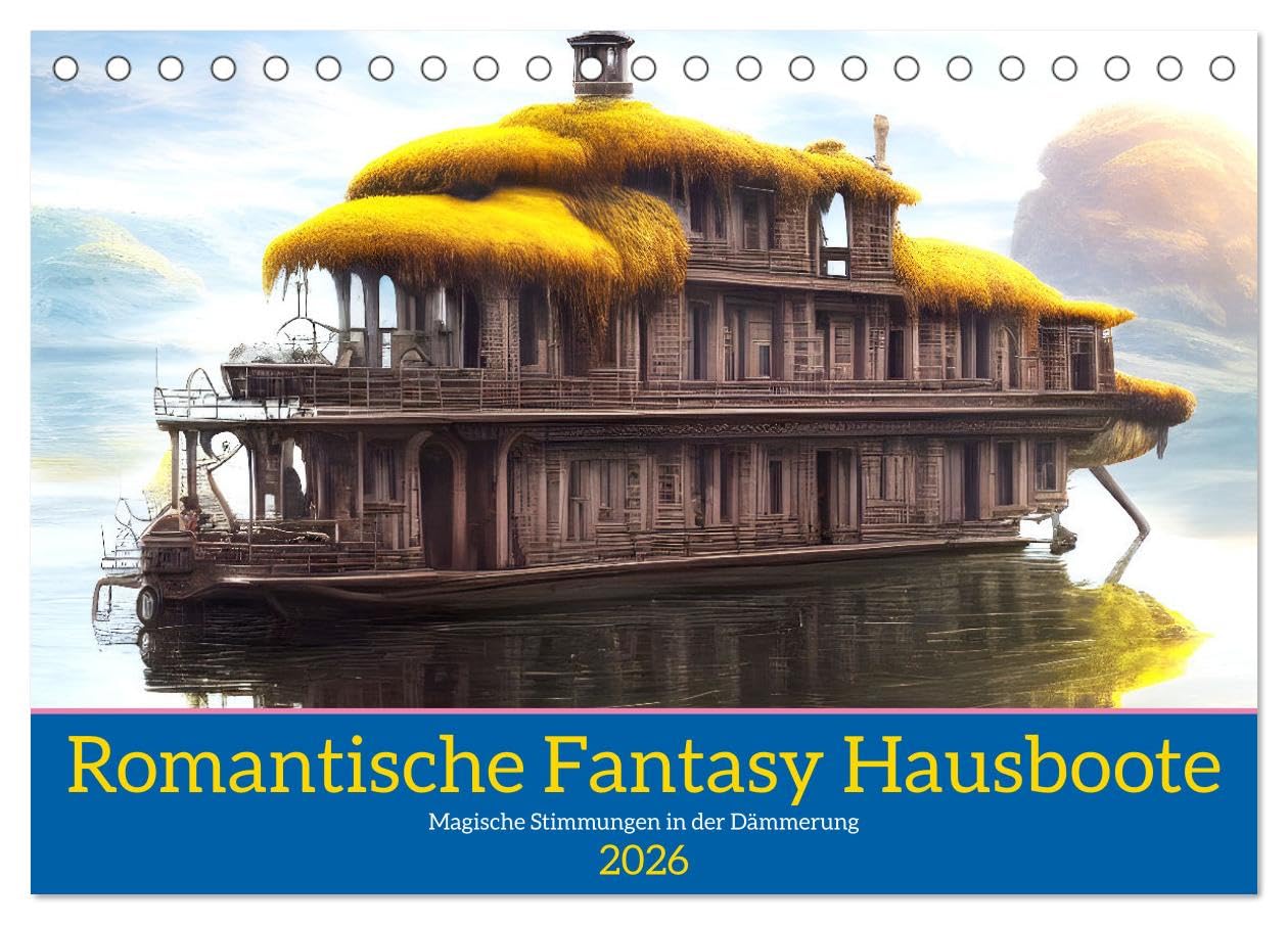 Romantische Fantasy Hausboote Magische Stimmungen in der Dämmerung (Tischkalender 2026 DIN A5 quer), CALVENDO Monatskalender Lifestyle