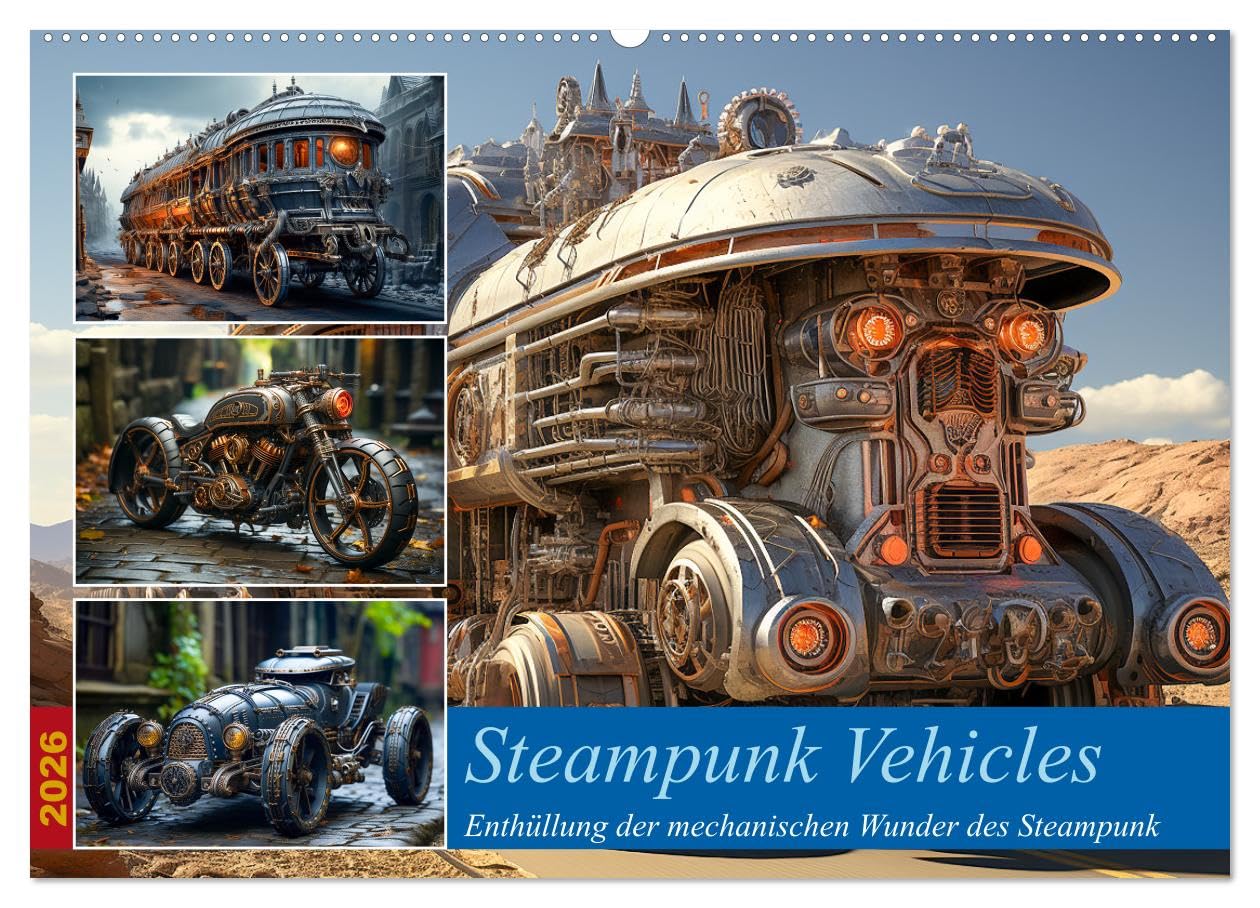 Steampunk Vehicles (Wandkalender 2026 DIN A2 quer), CALVENDO Monatskalender Business & Technology