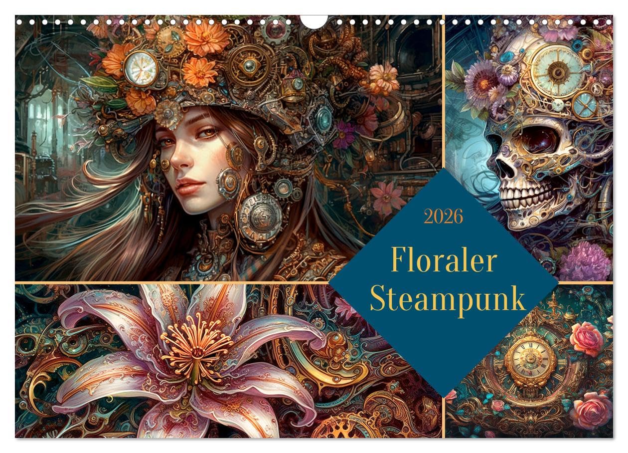 Floraler Steampunk (Wandkalender 2026 DIN A3 quer), CALVENDO Monatskalender Social Sciences