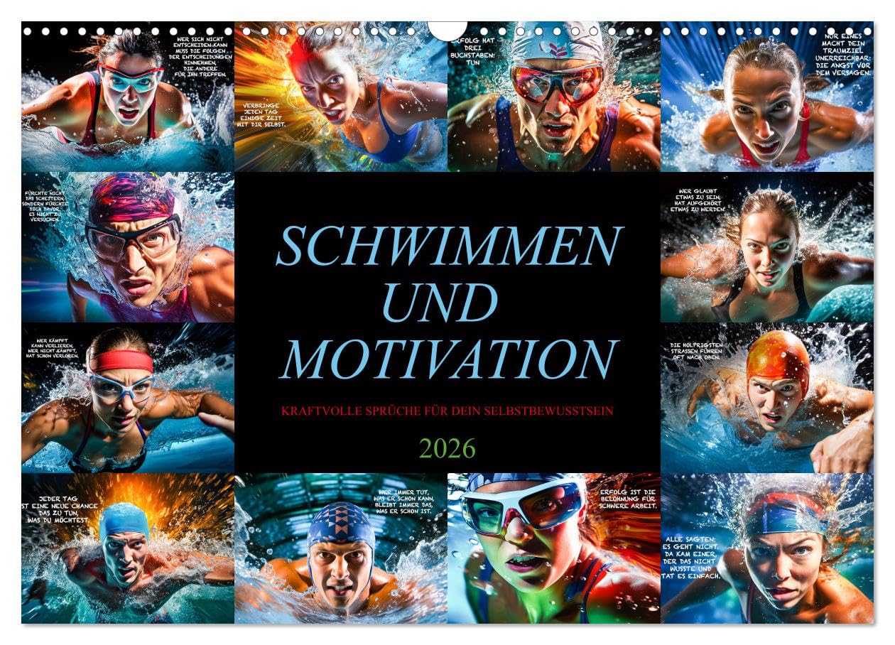 Schwimmen und Motivation (Wandkalender 2026 DIN A3 quer), CALVENDO Monatskalender Lifestyle