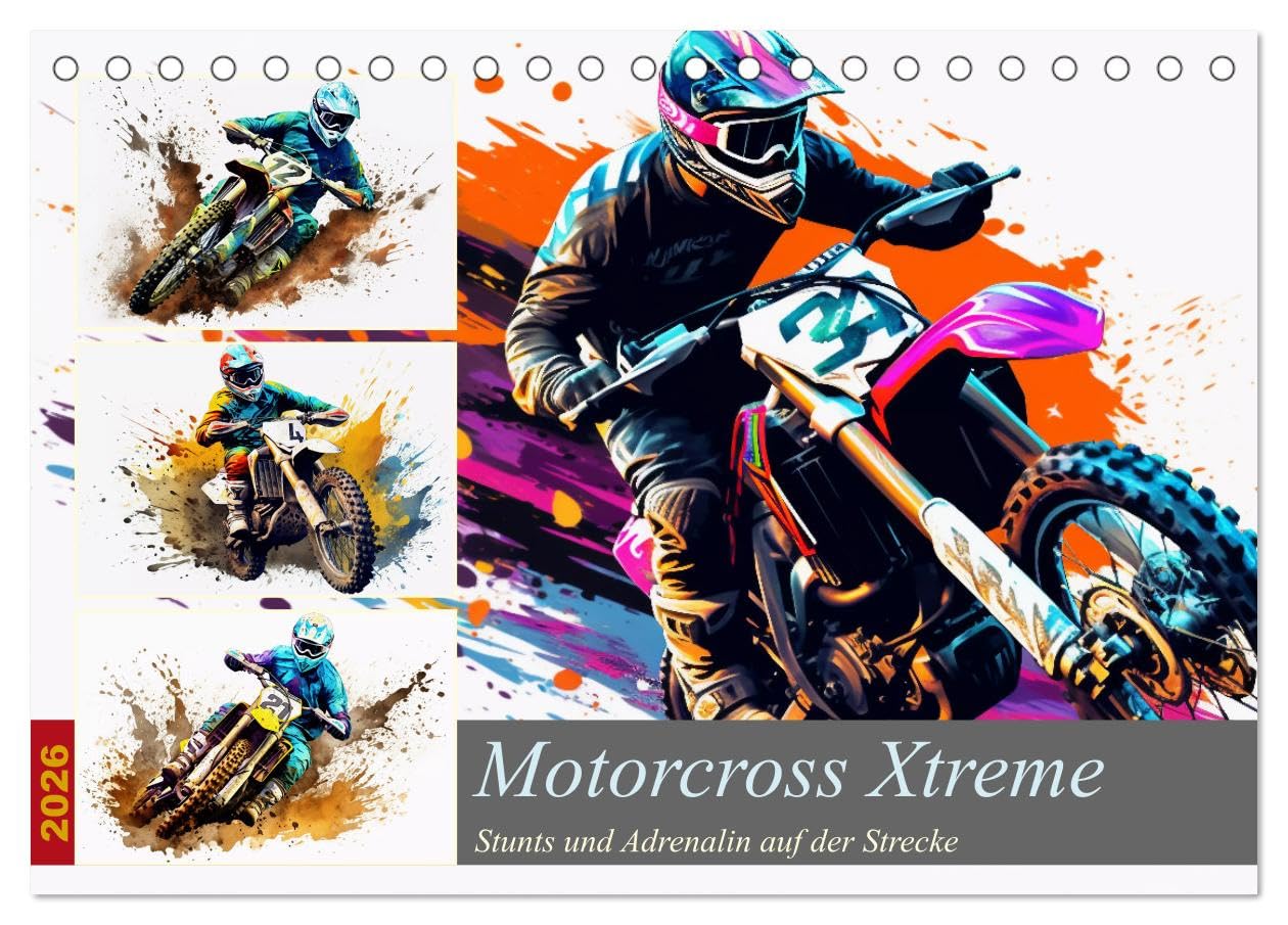 Motorcross Xtreme (Tischkalender 2026 DIN A5 quer), CALVENDO Monatskalender Lifestyle