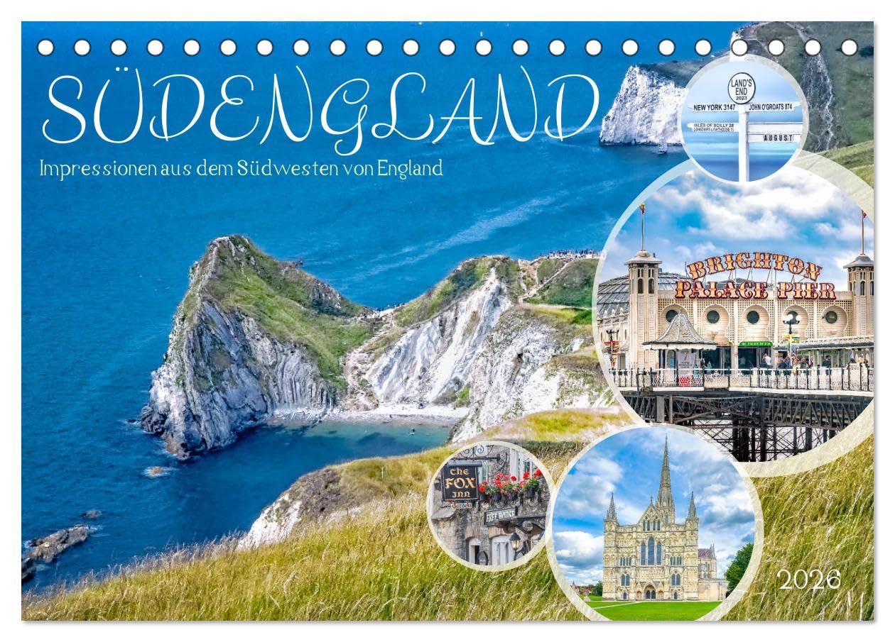 Südengland - Impressionen aus dem Südwesten von England (Tischkalender 2026 DIN A5 quer), CALVENDO Monatskalender Leisure, Home & Garden