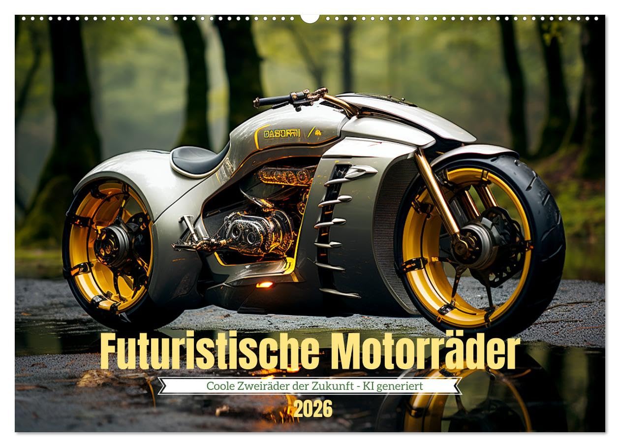 Futuristische Motorräder (Wandkalender 2026 DIN A2 quer), CALVENDO Monatskalender Business & Technology