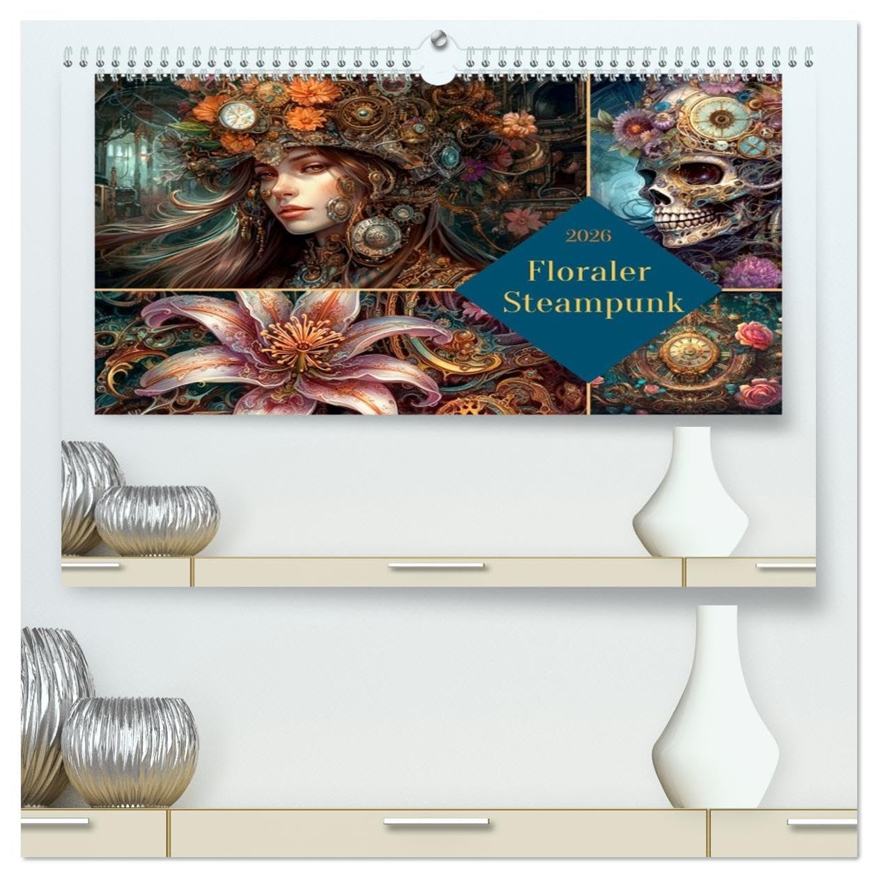 Floraler Steampunk (hochwertiger Premium Wandkalender 2026 DIN A2 quer), Kunstdruck in Hochglanz Social Sciences