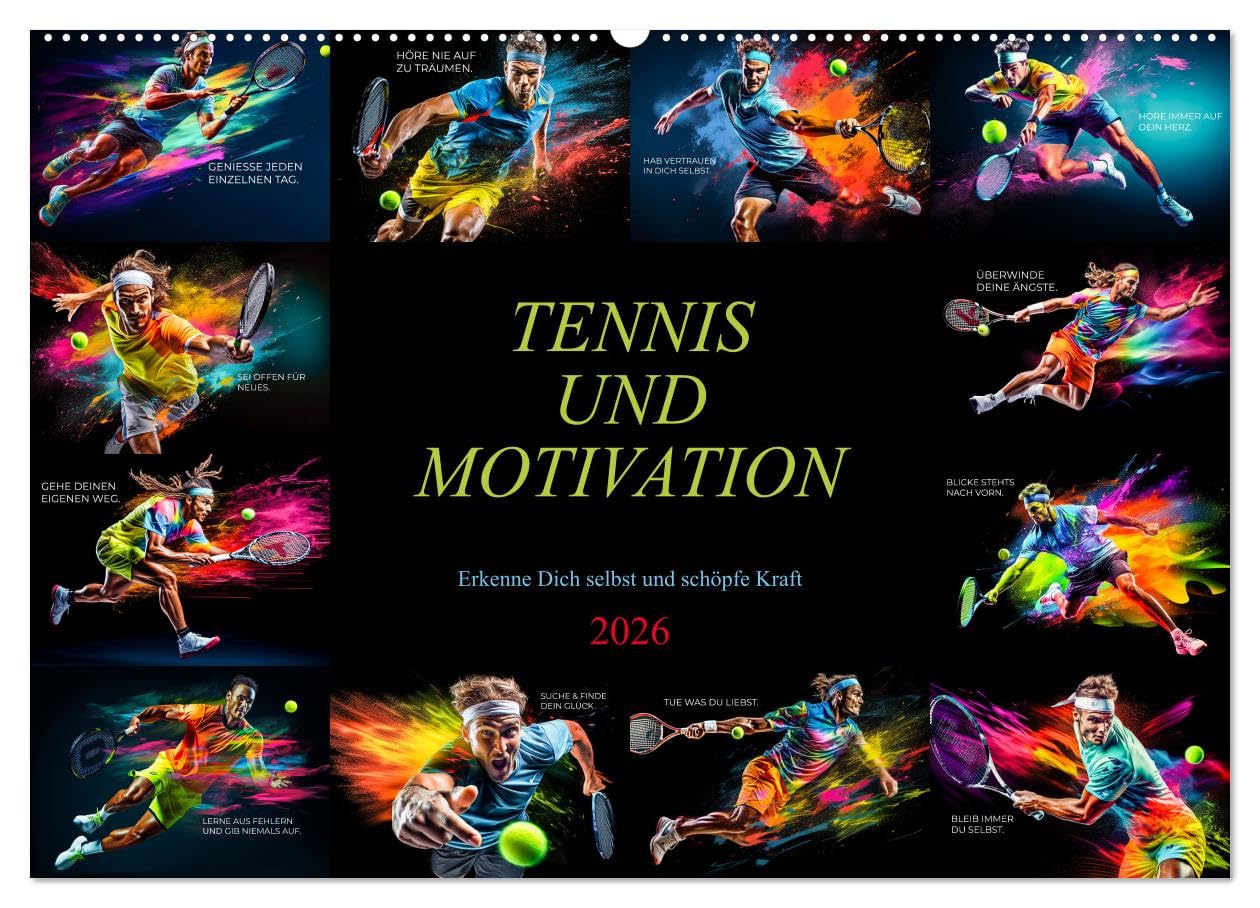 Tennis und Motivation (Wandkalender 2026 DIN A2 quer), CALVENDO Monatskalender Business, Finance & Career