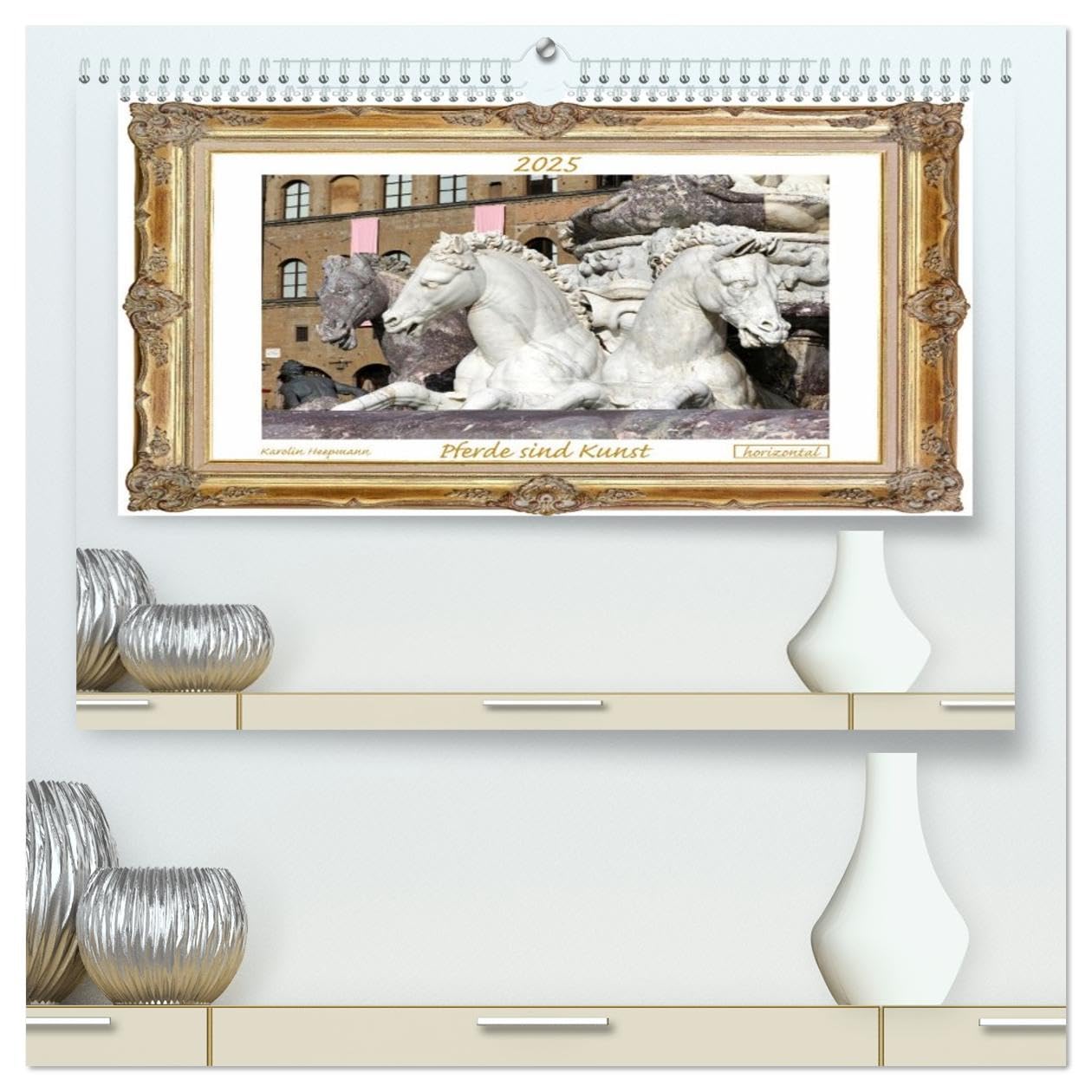 Pferde sind Kunst - horizontal (hochwertiger Premium Wandkalender 2026 DIN A2 quer), Kunstdruck in Hochglanz Film, Art & Culture