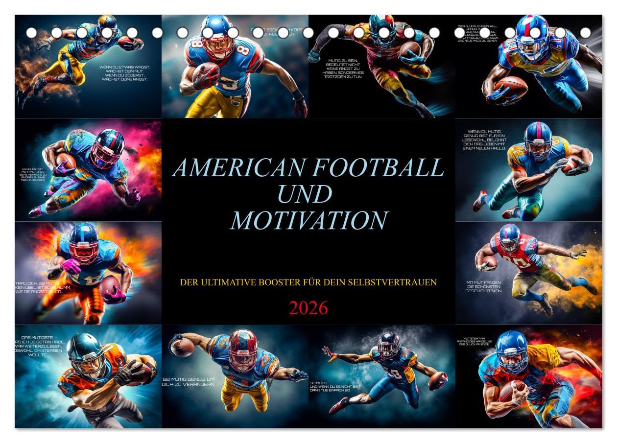 American Football und Motivation (Tischkalender 2026 DIN A5 quer), CALVENDO Monatskalender Lifestyle