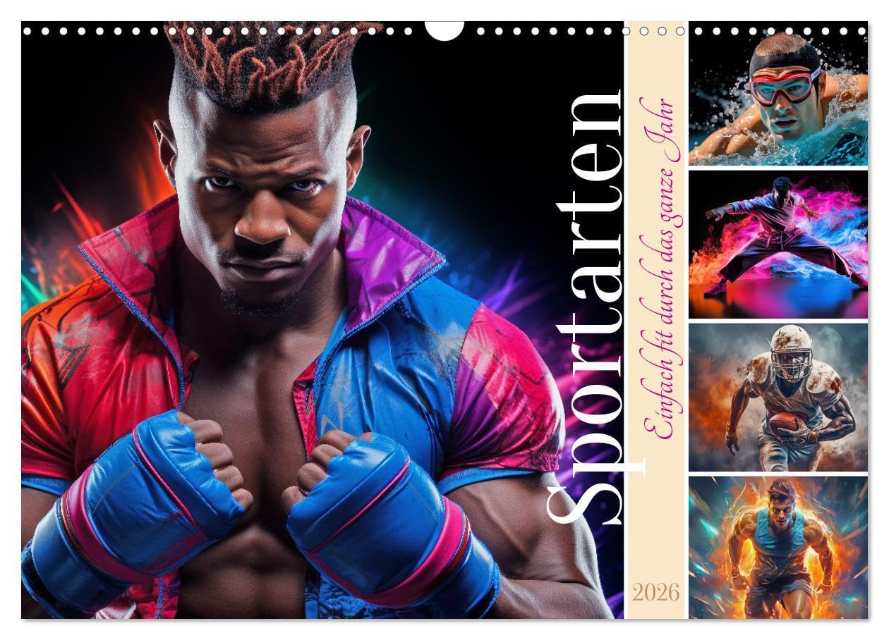 Sportarten (Wandkalender 2026 DIN A3 quer), CALVENDO Monatskalender: Sportarten sind verschiedene körperliche Aktivitäten, die von Einzelpersonen oder ... zu verbessern. (CALVENDO Sport) Film, Art & Culture