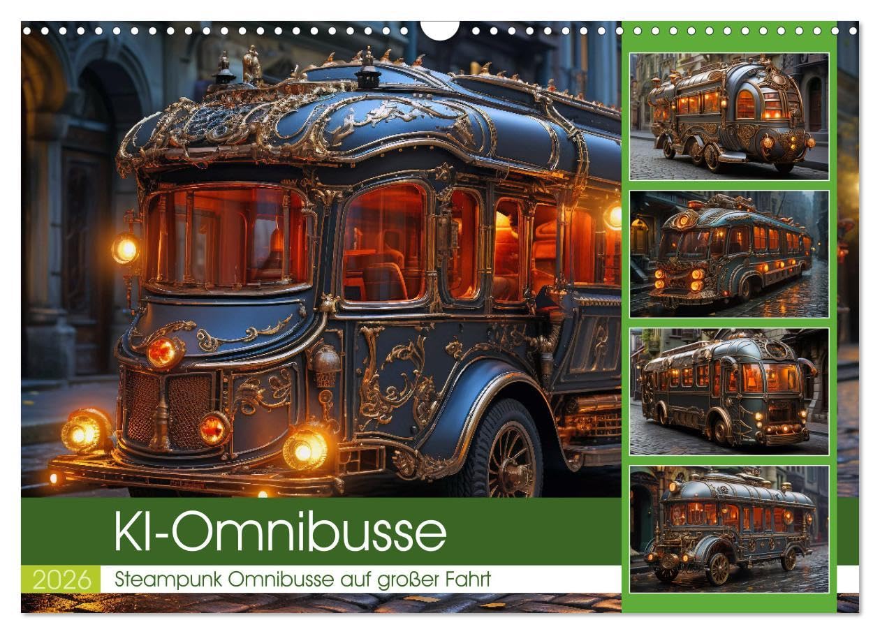 KI-Omnibusse (Wandkalender 2026 DIN A3 quer), CALVENDO Monatskalender: Mit ihren aufwändig verzierten Kupfer- und Messingdetails, prächtigen ... des Stemmpunk-Stils. (CALVENDO Mobilitaet) Business & Technology