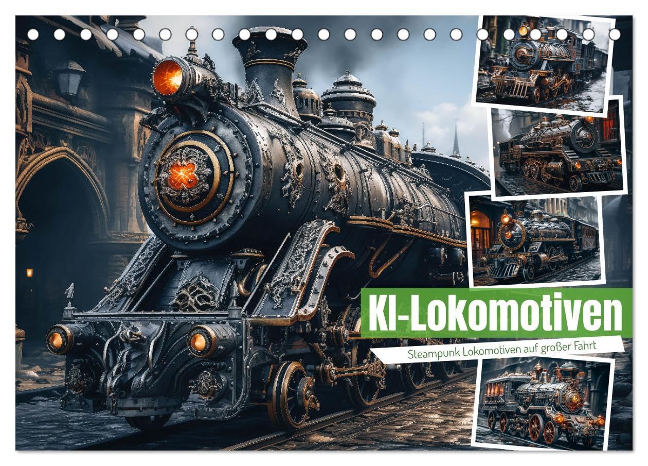 KI-Lokomotiven (Tischkalender 2026 DIN A5 quer), CALVENDO Monatskalender: Mit ihren aufwändig verzierten Kupfer- und Messingdetails, prächtigen ... des Stemmpunk-Stils. (CALVENDO Mobilitaet) Film, Art & Culture
