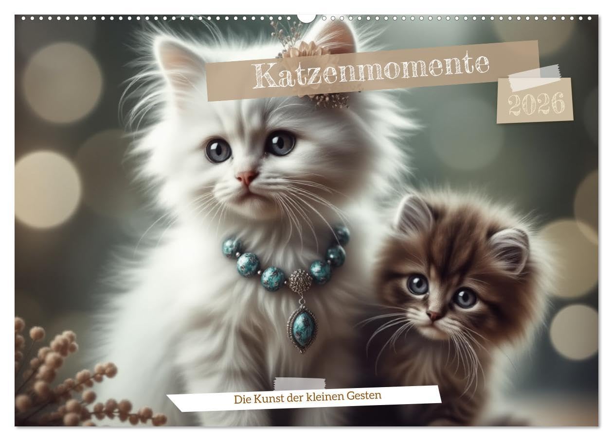 Katzenmomente (Wandkalender 2026 DIN A2 quer), CALVENDO Monatskalender: Ein herzallerliebster Kalender mit 12 zauberhaften Monaten voller süßer, ... und einfach zum Verlieben. (CALVENDO Orte) Photography