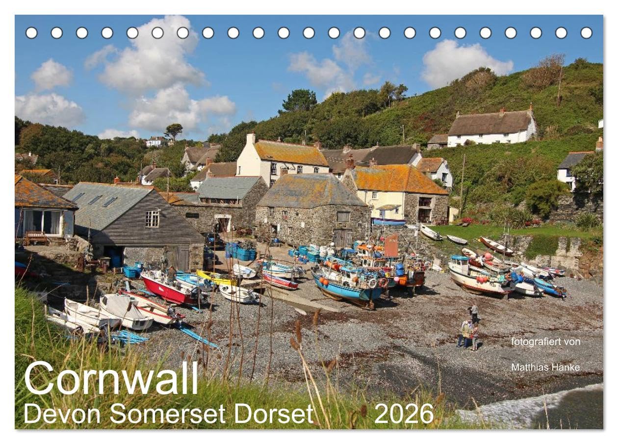Cornwall - Devon Somerset Dorset (Tischkalender 2026 DIN A5 quer), CALVENDO Monatskalender Leisure, Home & Garden