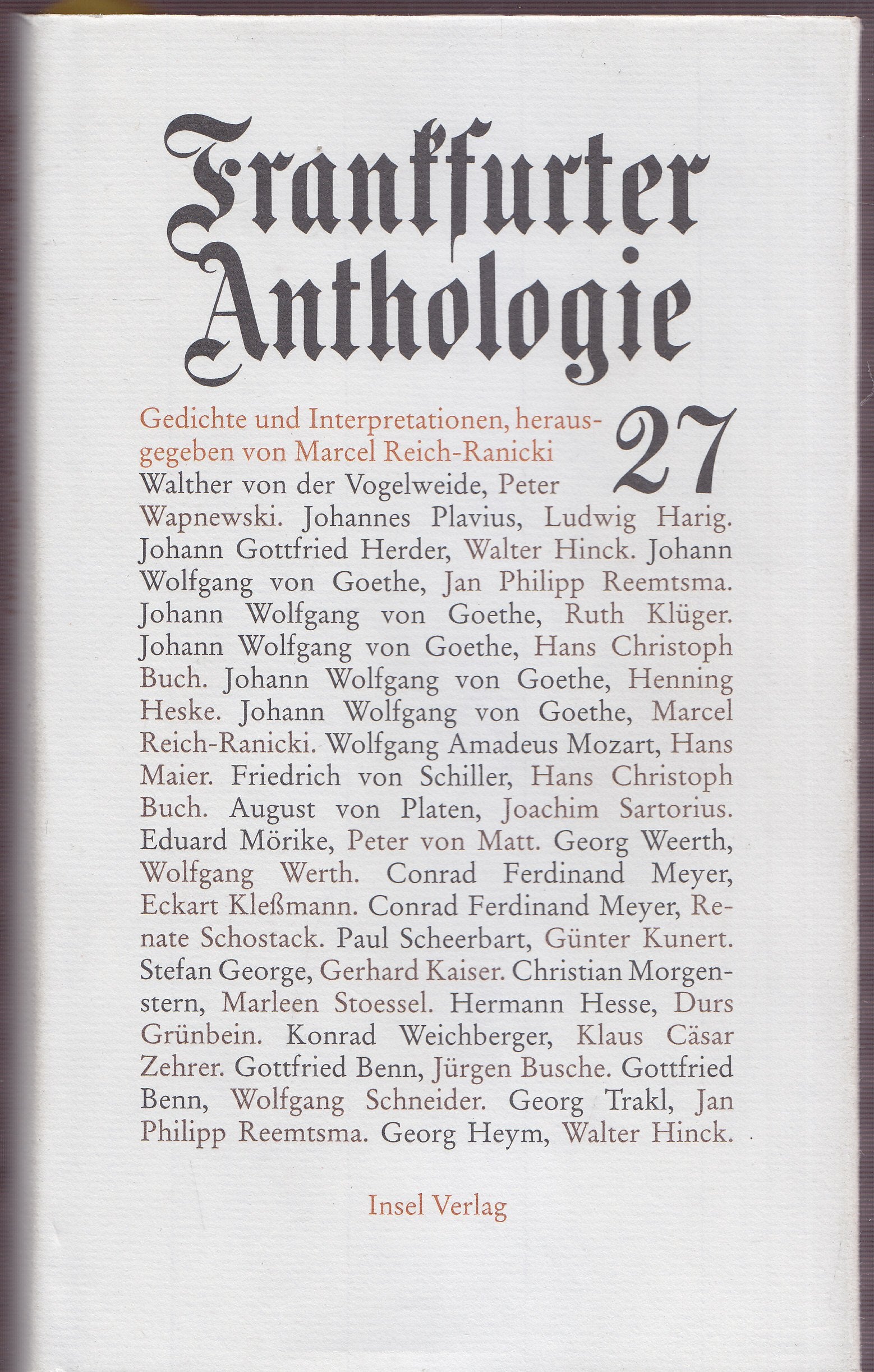 Frankfurter Anthologie. Gedichte und Interpretationen: Siebenundzwanzigster Band Poetry