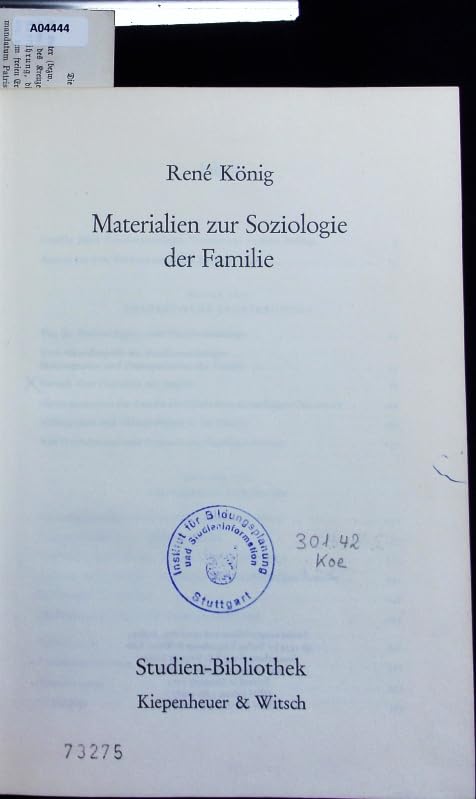 Materialien zur Soziologie der Familie (Ln) Social Sciences