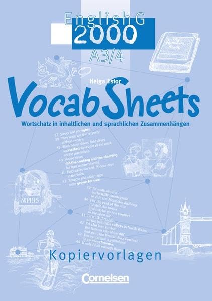 English G 2000 - Ausgabe A: Band 3/4: 7./8. Schuljahr - Vocab Sheets: Kopiervorlagen Education & Training