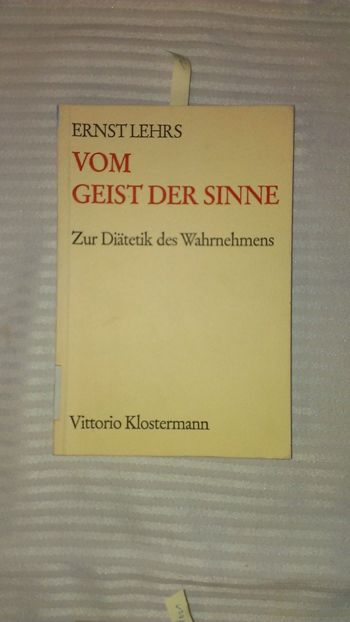 Vom Geist der Sinne: Zur Diätetik des Wahrnehmens Philosophy