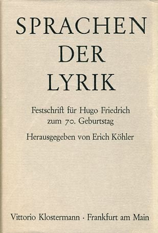 Sprachen der Lyrik. Festschrift f. Hugo Friedrich z. 70. Geburtstag. Books