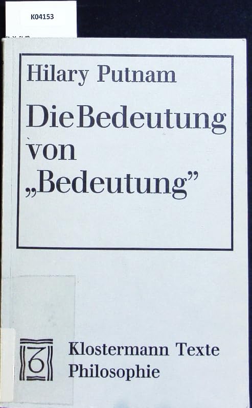 Die Bedeutung von "Bedeutung" (Klostermann Texte Philosophie) Social Sciences
