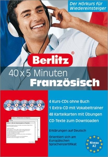 40 x 5 Minuten Französisch - Set. 5 Audio-CDs und 48 Karteikarten: Der Hörkurs für Wiedereinsteiger: Niveau A2 (Berlitz 40 x 5 Minuten) Foreign Languages ​​& Dictionaries