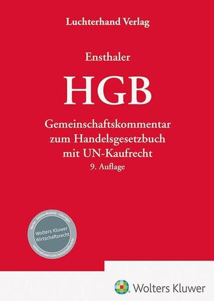 Gemeinschaftskommentar zum HGB: Gemeinschaftskommentar zum Handelsgesetzbuch mit UN-Kaufrecht Law