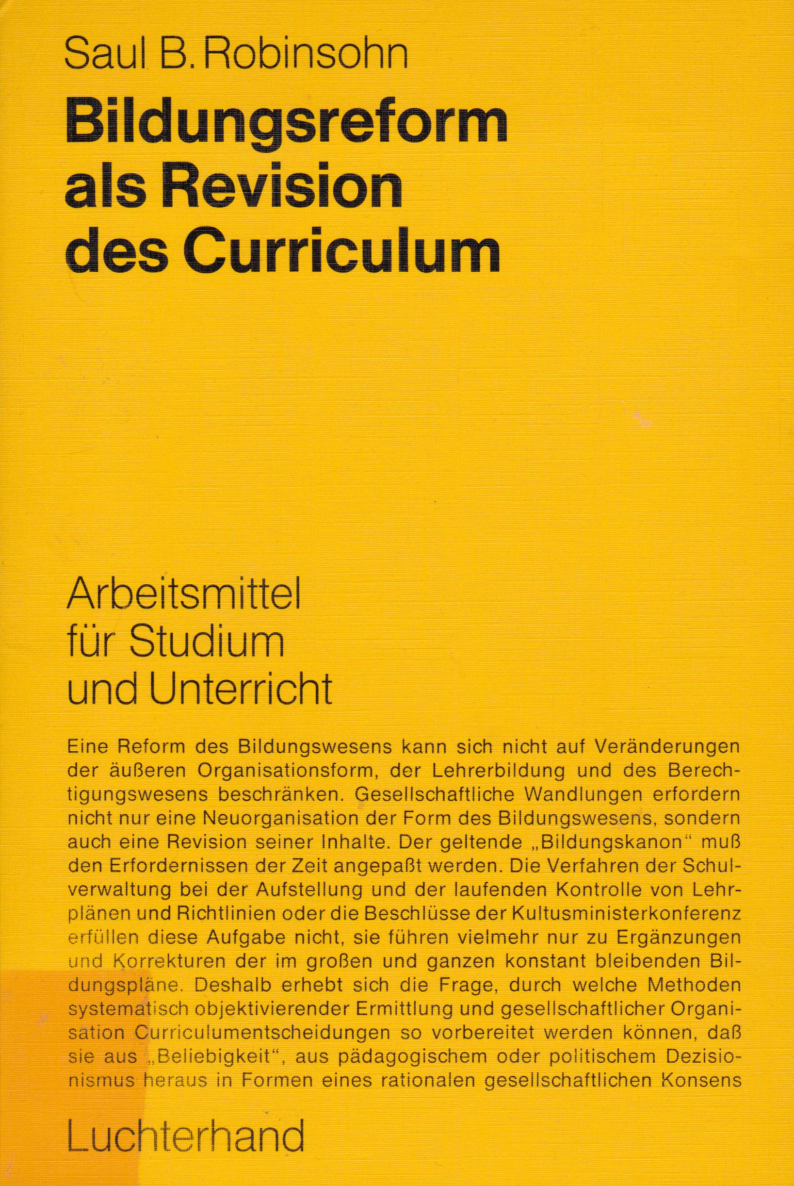 Bildungsreform als Revision des Curriculum u. e. Strukturkonzept f. Curriculumentwickl. Professional & Reference Books