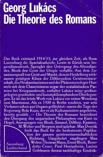 Die Theorie des Romans. Ein geschichtsphilosophischer Versuch über die Formen der grossen Epik. Philosophy