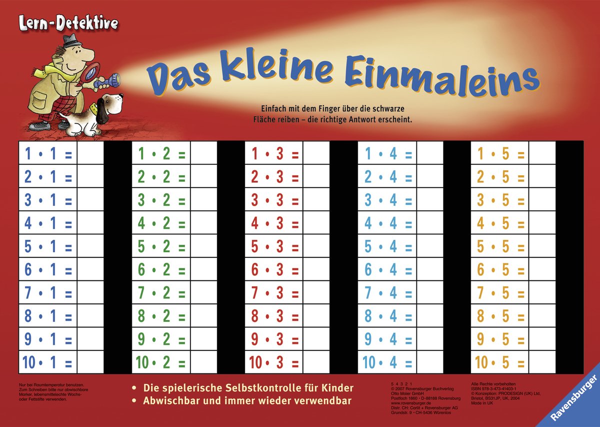 Das kleine Einmaleins: Die spielerische Selbstkontrolle für Kinder. Abwischbar und immer wieder verwendbar. Einfach mit dem Finger über die schwarze ... erscheint! (Lernen mit der Zaubertafel) Study Guides