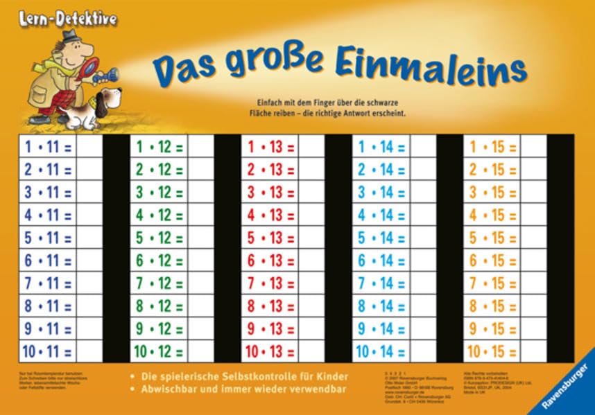 Das große Einmaleins: Die spielerische Selbstkontrolle für Kinder. Abwischbar und immer wieder verwendbar. Einfach mit dem Finger über die schwarze ... erscheint! (Lernen mit der Zaubertafel) Study Guides Books